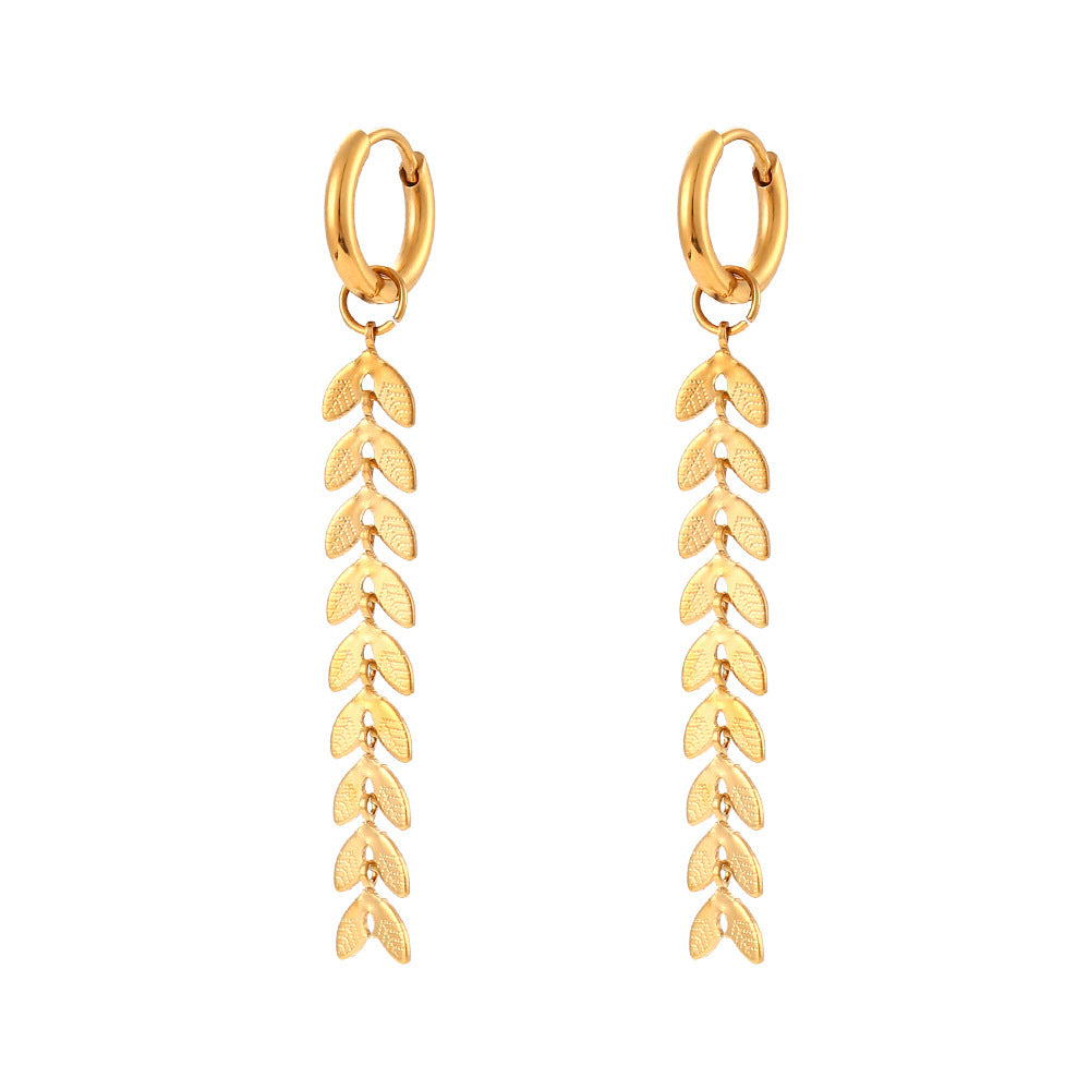 Leaf Drop Chain Earrings